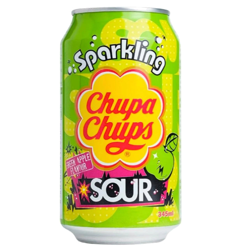 Chupa Chups Sparkling Green Apple Sour, bevanda aspra alla mela verde 345ml